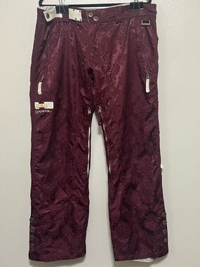 Ride Snowboards CAPP3L Ski Pants Women's XS-XL Burgandy Floral Paisley Pattern